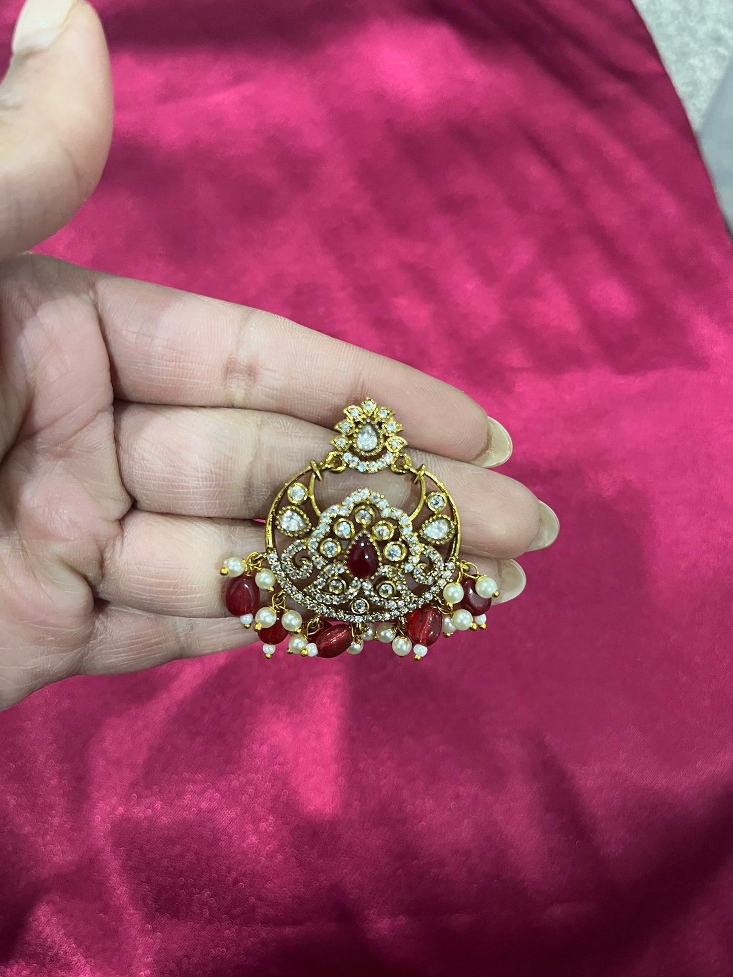 Victorian Earrings with Red Beads