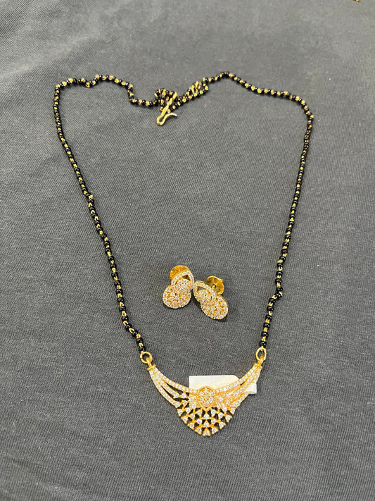 Black beads chain with CZ stones