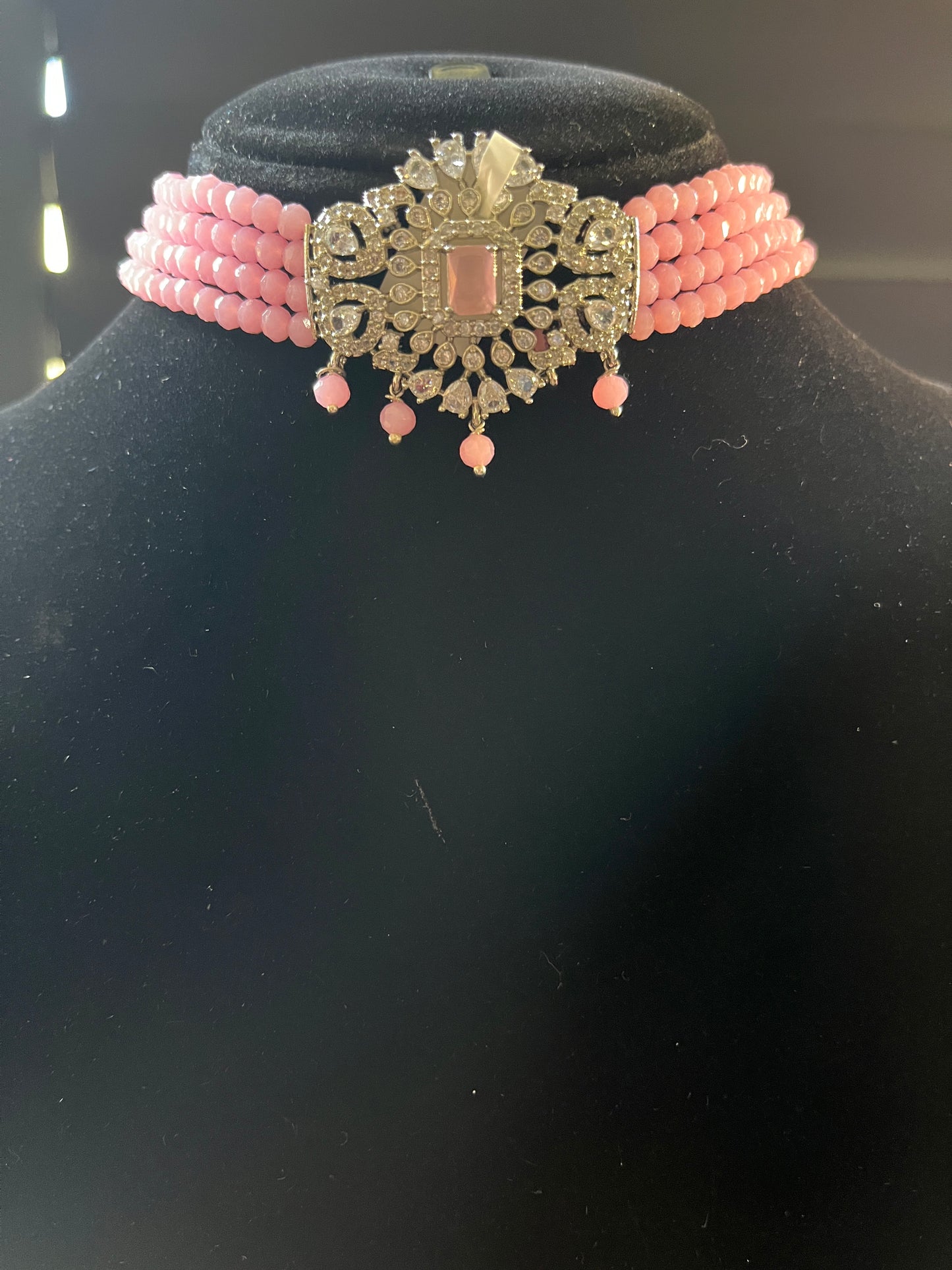 Blush pink beads choker