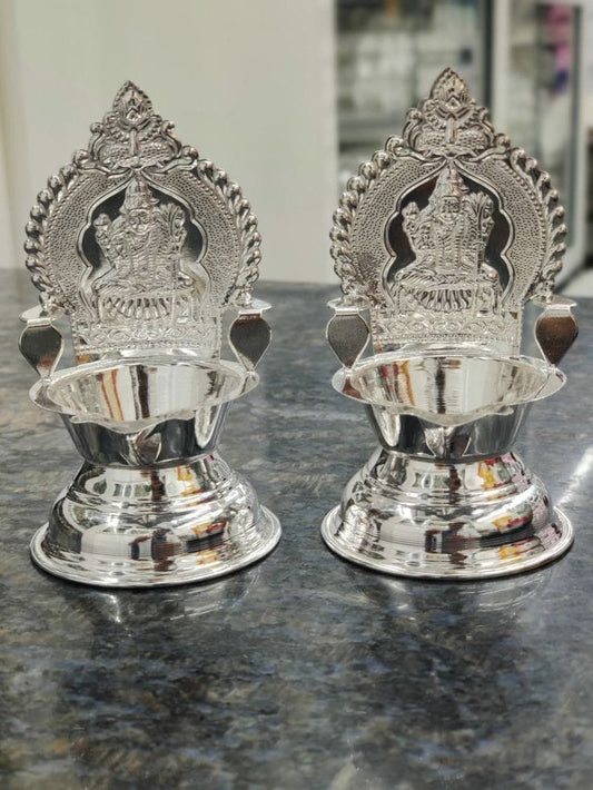White Metal Lakshmi Diyas