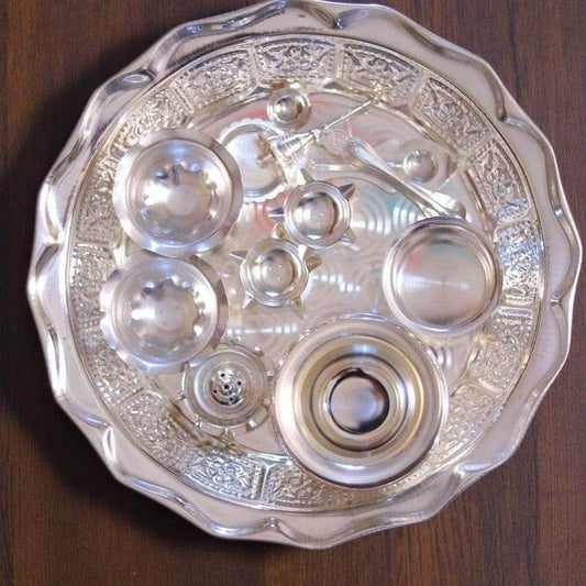 White Metal Pooja Set