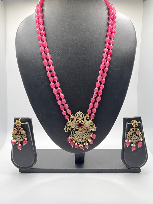 Long Pink beads chain set